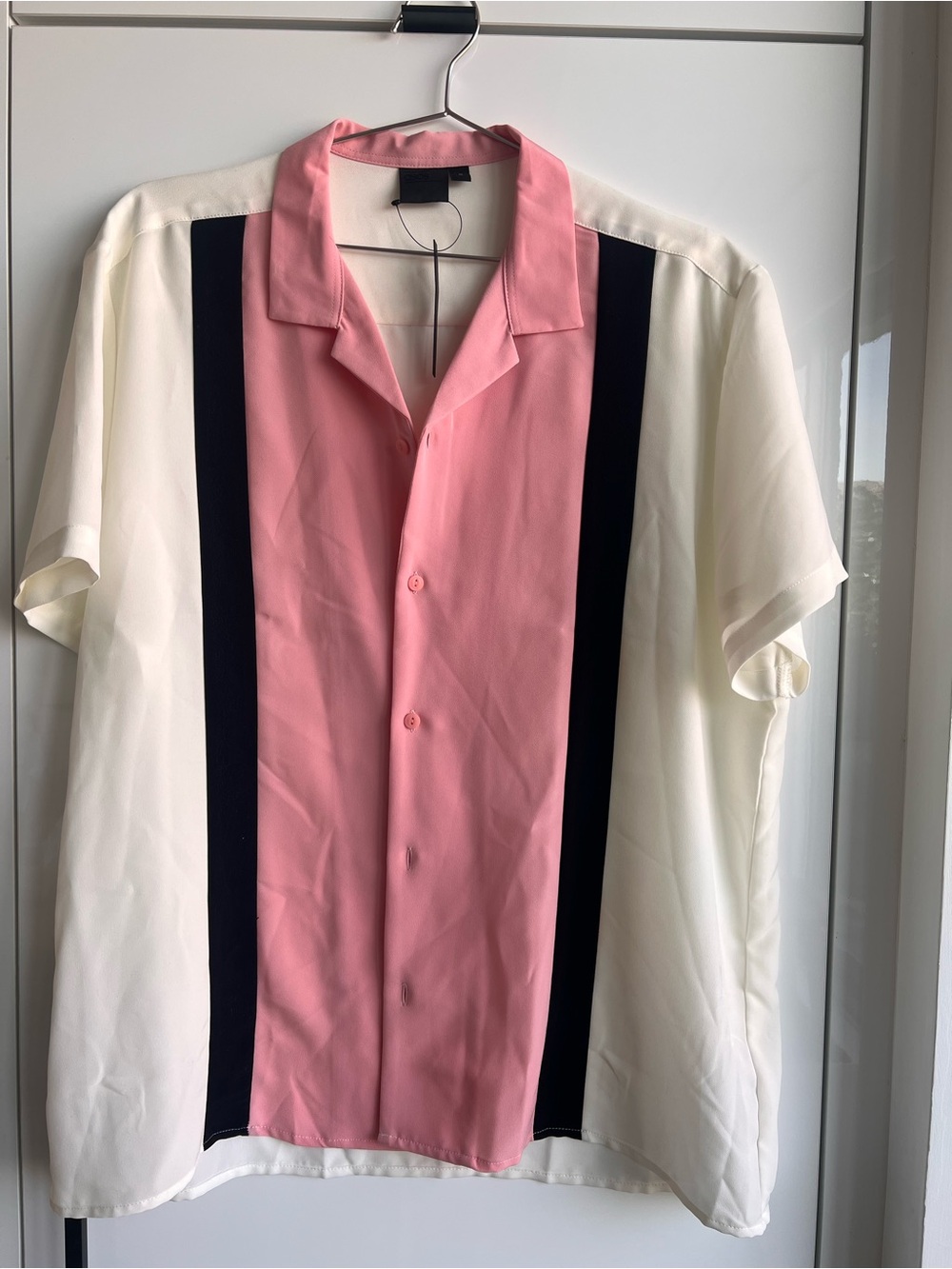 Vintage bowling shirt pink/cream/black